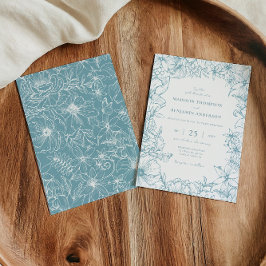 Convites Simple Elegant Dusty Blue Floral Garden Wedding