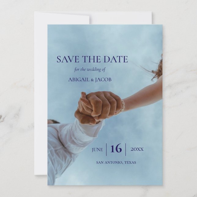 Convites Simple Elegant Modern Photo Wedding Save the Date (Frente)