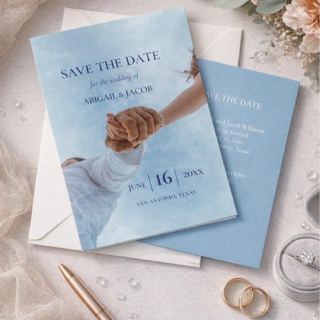 Convites Simple Elegant Modern Photo Wedding Save the Date (Criador carregado)