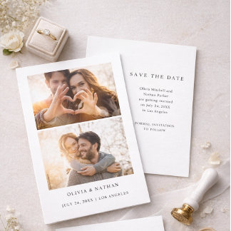 Convites Simple Elegant Text and 2 Photos | Wedding
