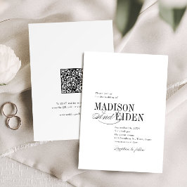 Convites Simple Elegant Timeless Typography QR code Wedding