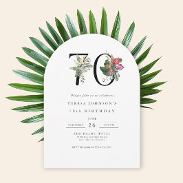 Convites Simple Elegant Tropical 70th Birthday