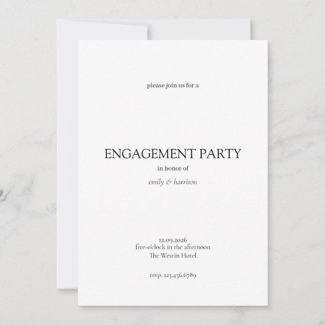 Convites Simple Engagement Party Invitation (Frente)