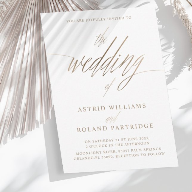 Convites Simple Faux Dourada Calliografia o Casamento de (Criador carregado)