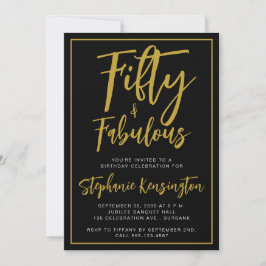 Convites Simple Fifty and Fabulous Gold 50th Birthday Party