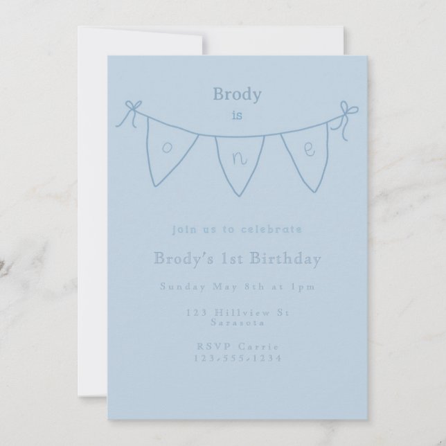 Convites Simple First Birthday Invitation (Frente)