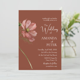 Convites Simple Floral Terracotta Wedding