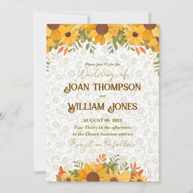 Convites Simple floral Wedding Card  (Frente)