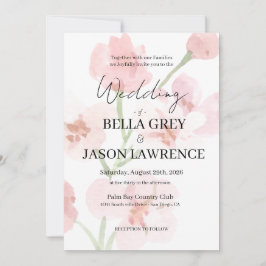Convites Simple flower Black & White Wedding Invitation