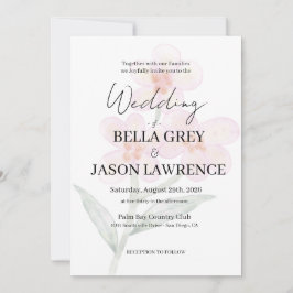 Convites Simple flower Black & White Wedding Invitation