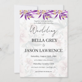 Convites Simple flower Black & White Wedding Invitation