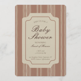 Convites Simple Gender Neutral Geometric Stripe Brown Beige