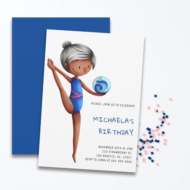 Convites Simple Girl Rhythmic Gymnastics Birthday Party (Criador carregado)