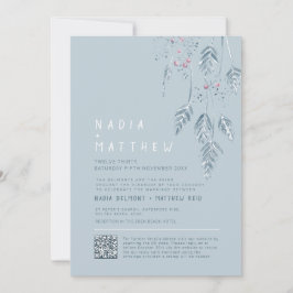 Convites Simple grass and berries dusty blue sketch photo