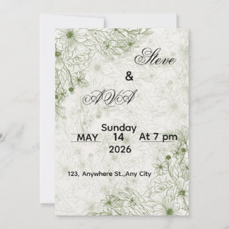 Convites Simple Green Wedding Invitation