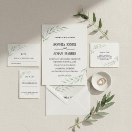 Convites Simple Greenery Botanical Wedding Invitation