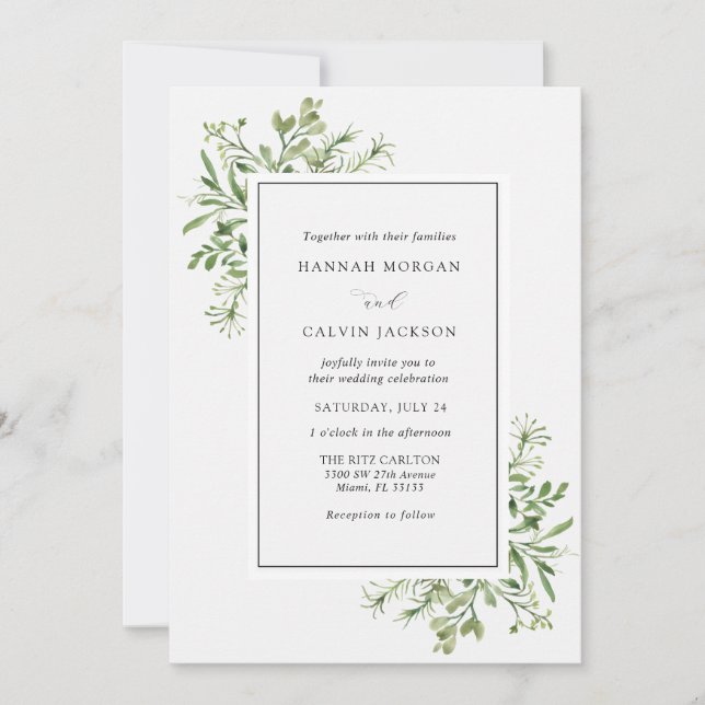 Convites Simple Greenery Wedding (Frente)