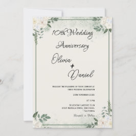 Convites Simple Greenery Wedding Anniversary Invitations