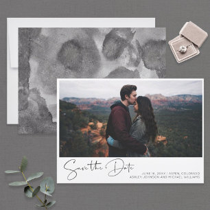 Convites Simple Hand Lettered Script Photo Save the Date