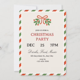 Convites Simple Holly Christmas Party Invitation