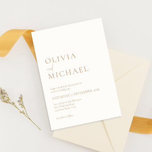 Convites Simple Ivory e Tan Modern Wedding