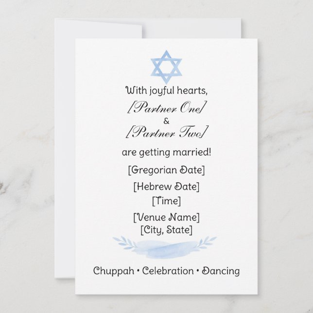 Convites Simple Jewish Star Invitation (Frente)