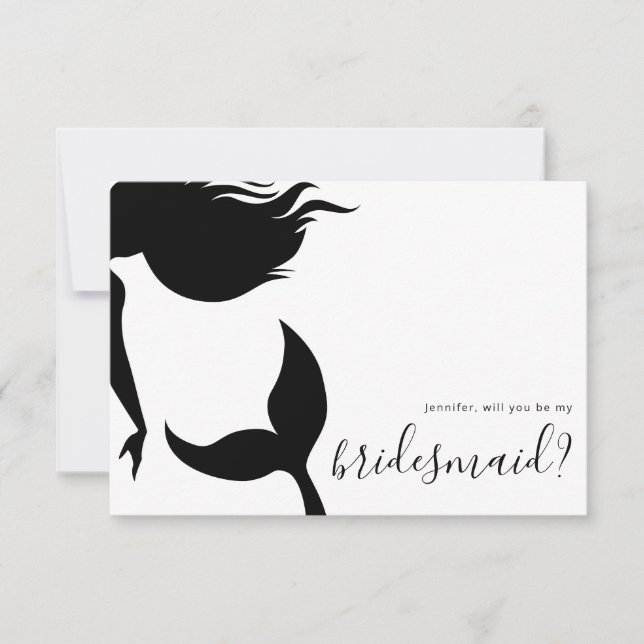 Convites Simple Mermaid Silhouette Bridesmaid (Frente)