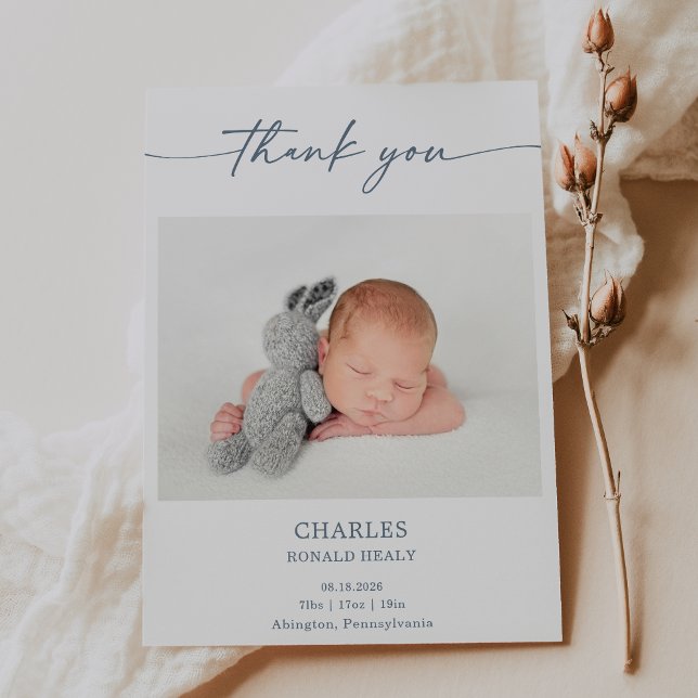Convites Simple Minimal Elegant Baby Photo Thank You Card (Criador carregado)