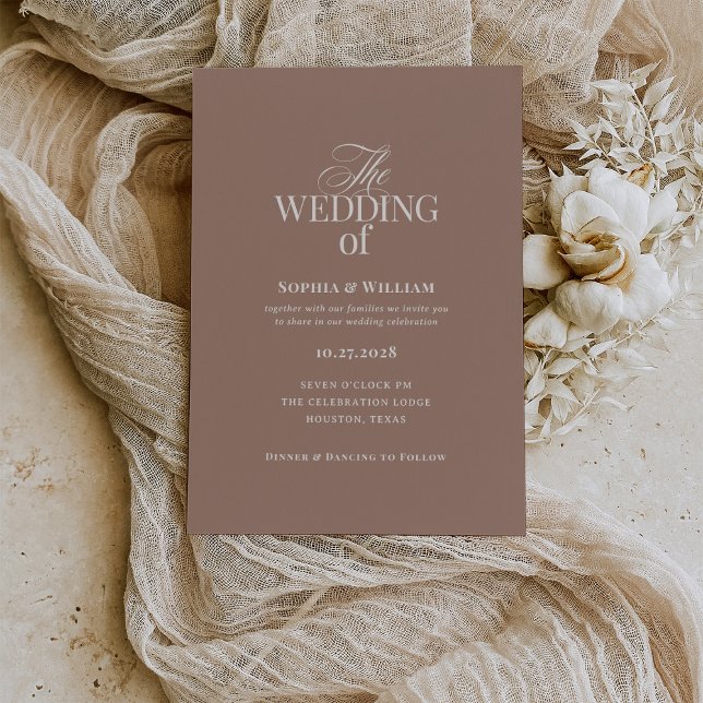Convites Simple Mocha Taupe | Luxe Neutral Wedding (Criador carregado)