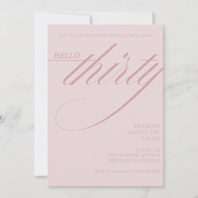 Convites Simple Modern 30th Birthday (Frente)