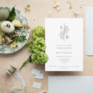 Convites Simple Modern Boho Monograma Mandala Casamento