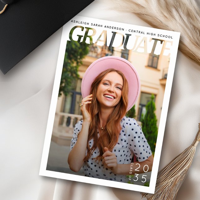 Convites Simple Modern Graduate Photo Graduation Party  (Criador carregado)