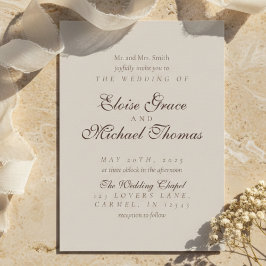 Convites Simple Modern Mousse Brown Wedding