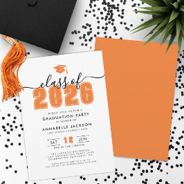 Convites Simple Modern Orange Graduation Party