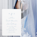 Convites Simple Ocean Blue Text Rounded Wedding Website<br><div class="desc">Rounded Ocean Blue Text white background wedding invitation.  Wedding website on the back.</div>