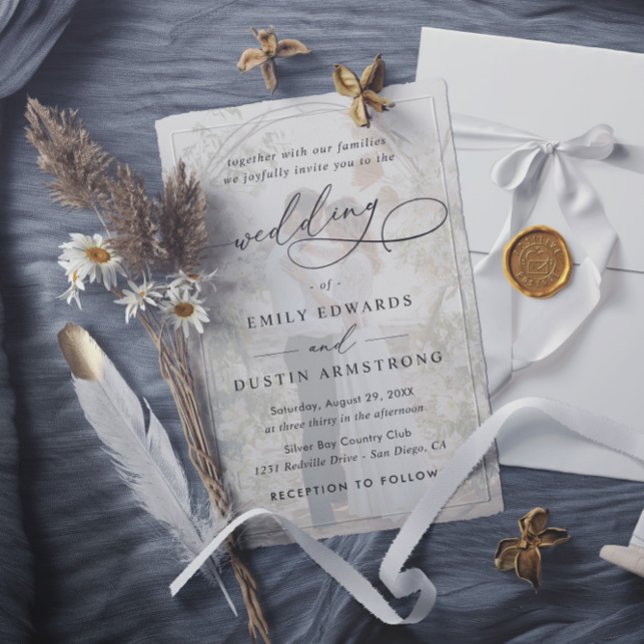 Convites Simple Overlay Photo Budget QR Code Wedding (Criador carregado)