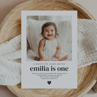 Convites Simple Photo 1st Birthday Girl Invitation