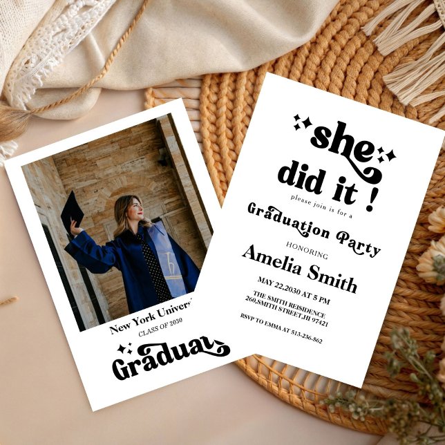 Convites Simple Retro Boho Graduation Class of 2026  (Criador carregado)