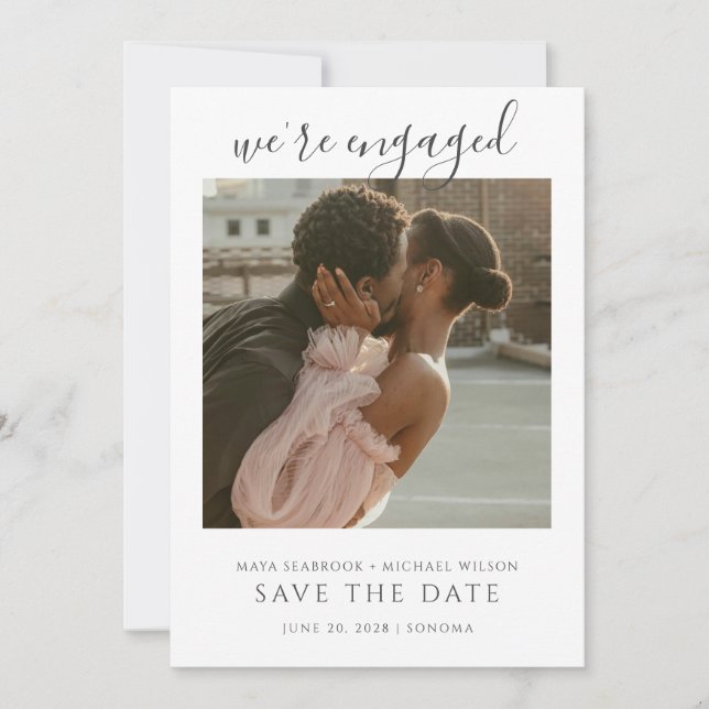 Convites Simple Romantic Photo Wedding Save The Date (Frente)