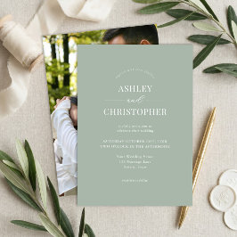 Convites Simple Sage Green Modern Elegant Wedding