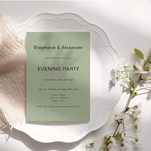 Convites Simple Sage Green Wedding Night Party