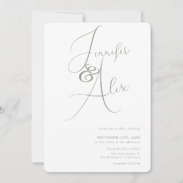 Convites Simple Script Minimalist Photo Collage Wedding