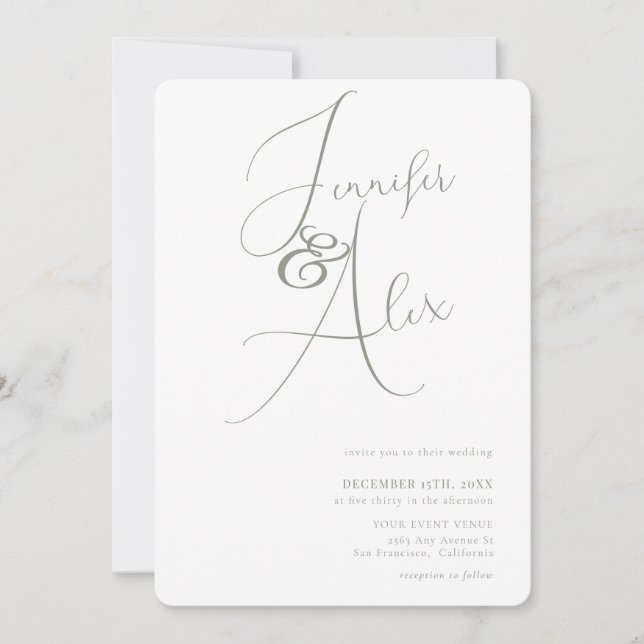 Convites Simple Script Minimalist Photo Collage Wedding  (Frente)