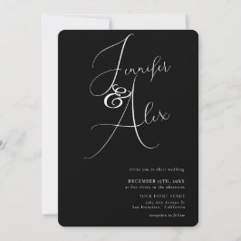 Convites Simple Script Minimalist Photo Collage Wedding
