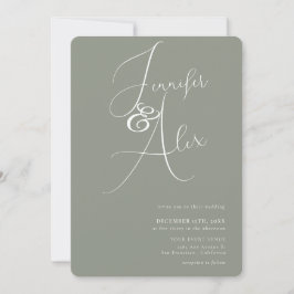 Convites Simple Script Minimalist Photo Collage Wedding