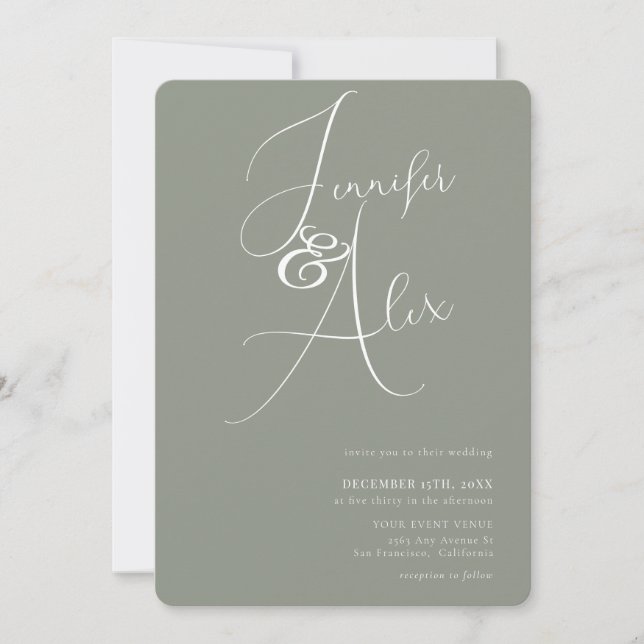 Convites Simple Script Minimalist Photo Collage Wedding  (Frente)
