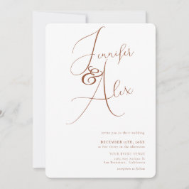 Convites Simple Script Minimalist Photo Collage Wedding