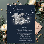 Convites Simple Stars Navy Blue Sweet 16<br><div class="desc">A modern,  chic and glamorous Sweet 16 with stars on a navy blue background.</div>