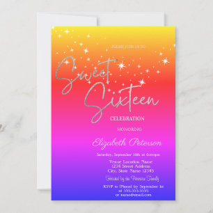 Convites Simple Stars Ombre Doce 16