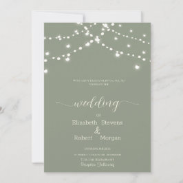 Convites Simple String Lights Sage Green Wedding